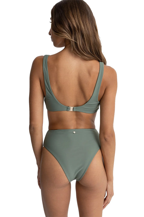 Rhythm Classic Crop Top Bikini Top - Olive- Back