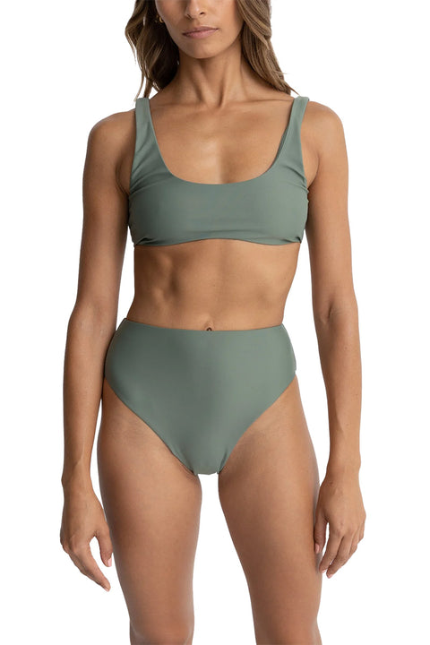 Rhythm Classic Crop Top Bikini Top - Olive- Front