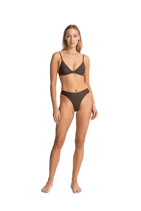 Rhythm Classic Holiday Pant Bikini Bottom - Chocolate- Front