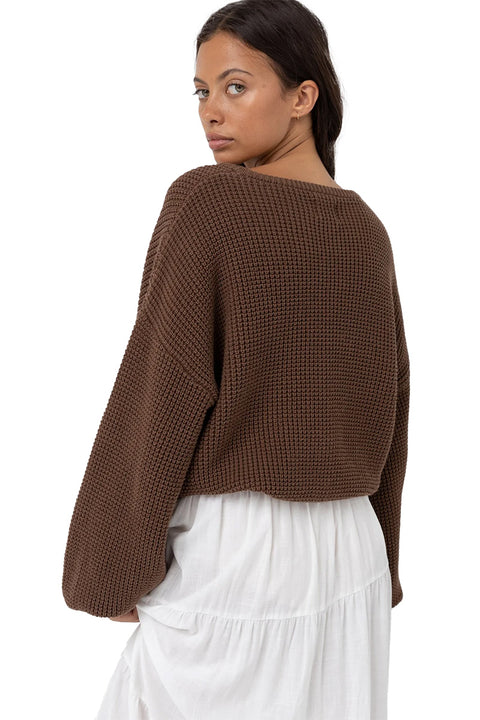 Rhythm Classic Knit Jumper - Chocolate - Back