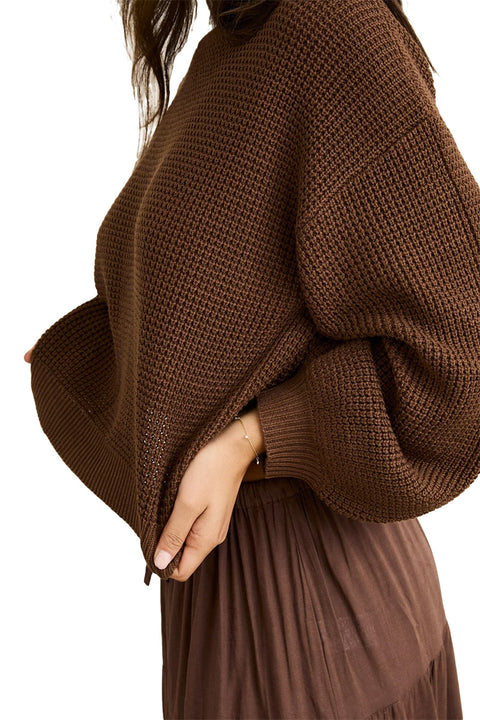 Rhythm Classic Knit Jumper - Chocolate- Side