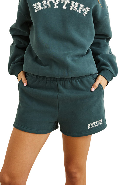 Rhythm Collegiate Fleece Short - Forest- Front