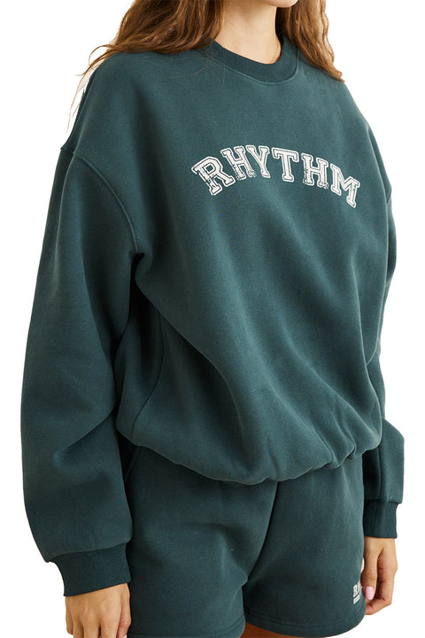 Rhythm Collegiate Oversized Crew Neck Fleece - Forest- Side