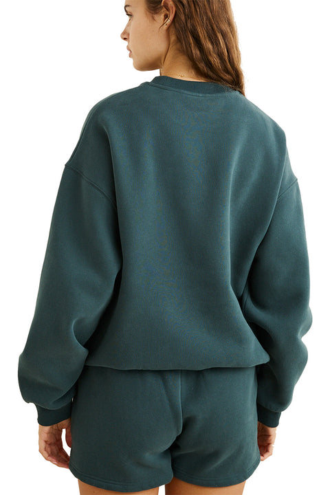 Rhythm Collegiate Oversized Crew Neck Fleece - Forest- Back