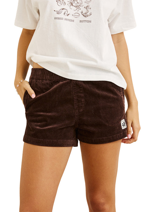 Rhythm Cord Sundown Everyday Short - Espresso- Front