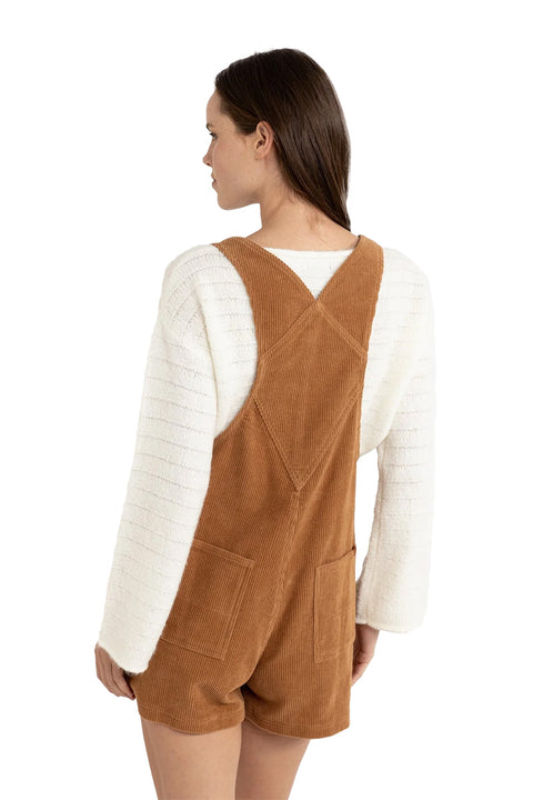 Rhythm Cord Tide Short Overall - Brown- Back