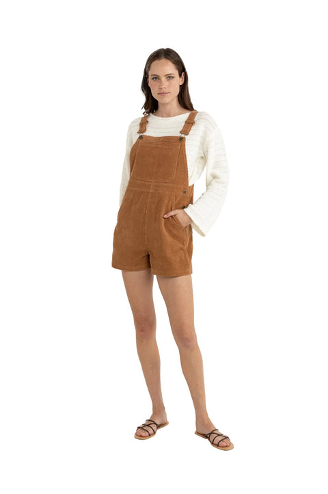 Rhythm Cord Tide Short Overall - Brown- Front