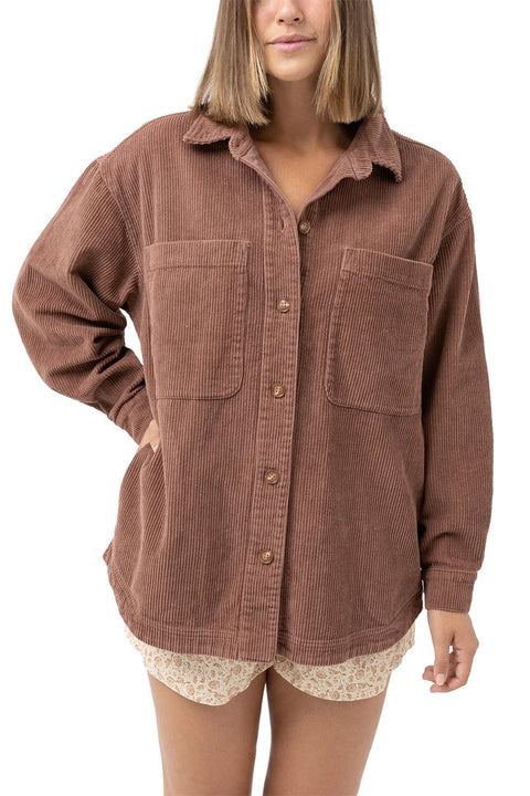 Rhythm Corduroy Oversized Shacket - Chocolate