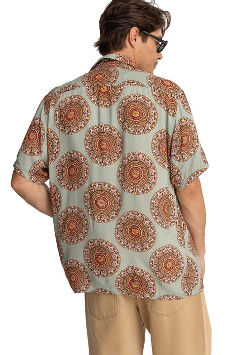 Rhythm Dial Cuban S/S Shirt - Sage- Back view