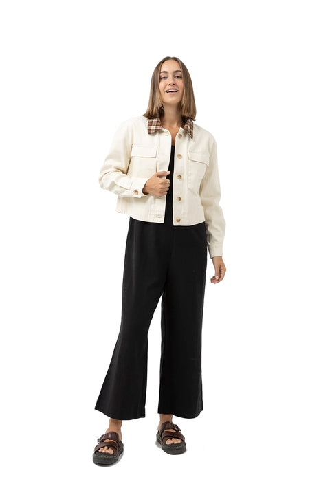 Rhythm Dylan Cropped Shacket - Cream - Full