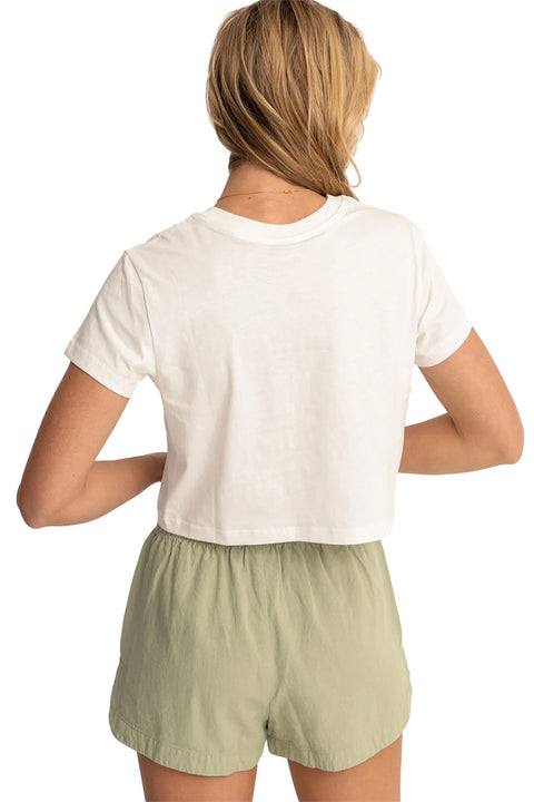 Rhythm Horizon Vintage Crop Crew Tee - Vintage White- Back