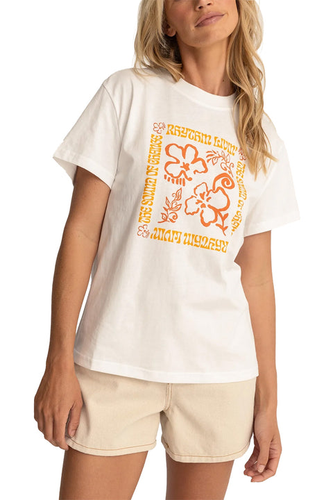 Rhythm Islander Band Tee - White- Front view close up