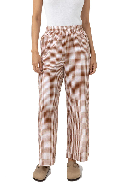 Rhythm Lola Check Wide Leg Pant - Clay