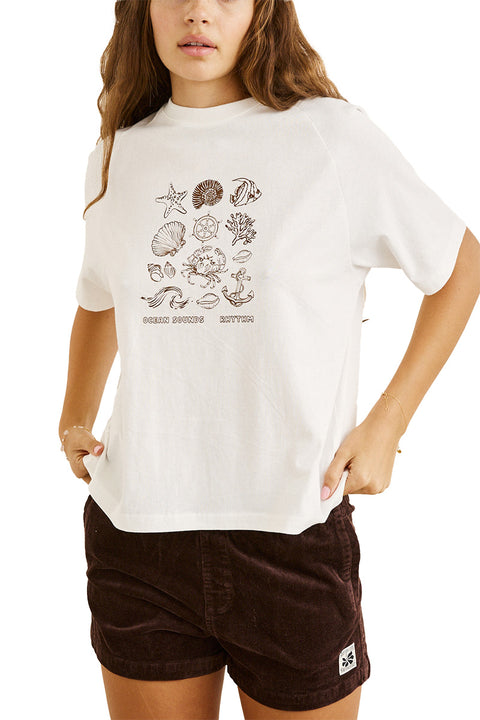 Rhythm Ocean Sounds Raglan T-Shirt - Vintage White- Front