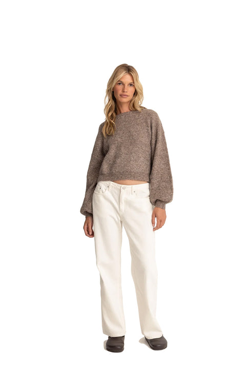 Rhythm Quinn Knit Jumper - Oatmeal- Zoomed out full model view