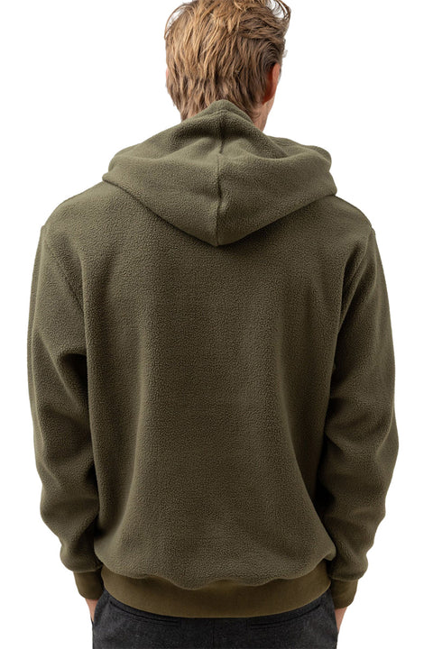Rhythm Reverse Fleece Hoodie - Olive - Back