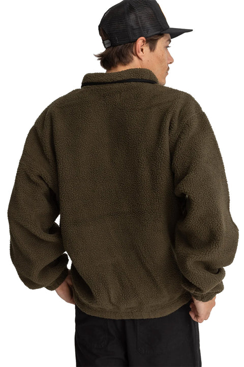 Rhythm Sherpa Pullover - Olive- Back view