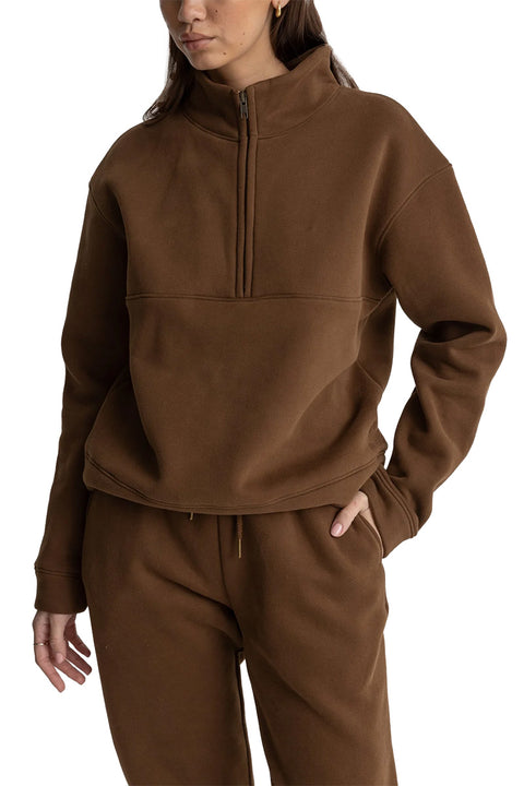 Rhythm Shores 1/4 Zip Fleece - Chocolate