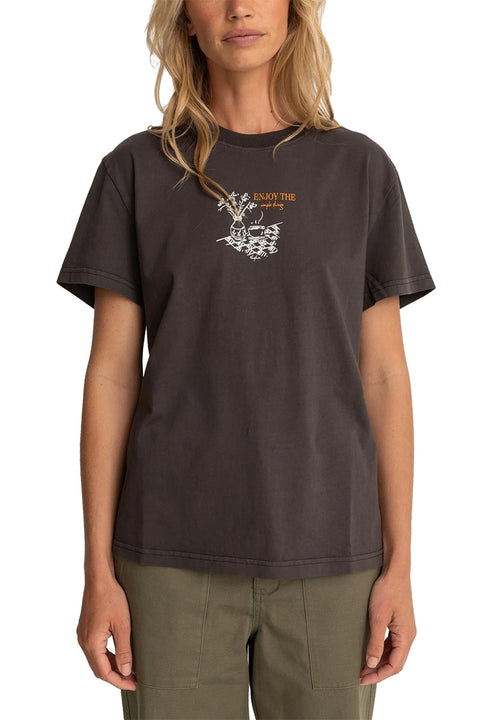 Rhythm Simple Things Band Tee - Black- Front close up view