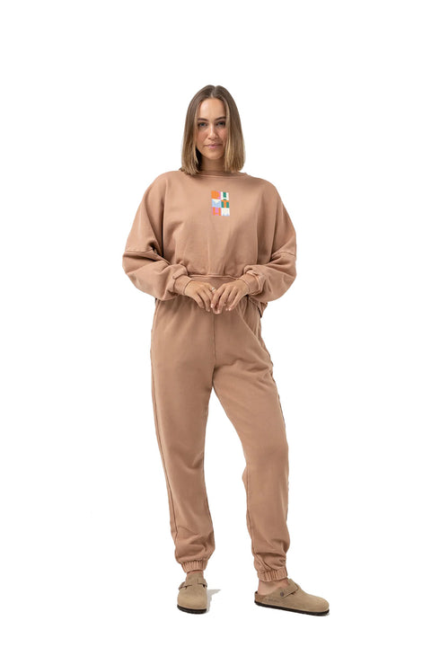 Rhythm Stacked Slouch Fleece - Caramel - Full