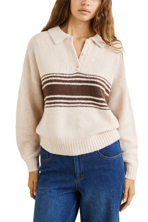 Rhythm Strata Knit Collard Jumper - Natural- Front