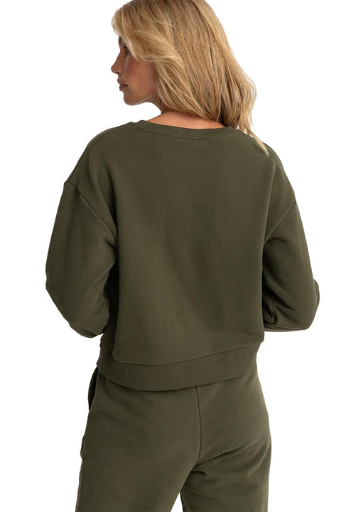 Rhythm Sunny Crew Neck Fleece - Khaki- Back