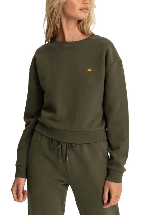 Rhythm Sunny Crew Neck Fleece - Khaki- Front