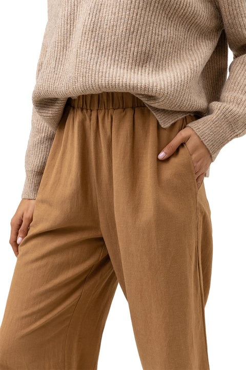 Rhythm Sunrise Wide Leg Pant - Tan - Closeup