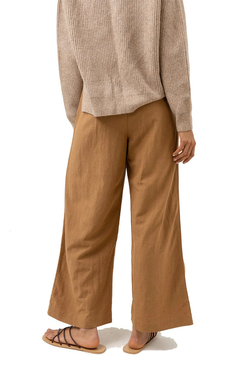 Rhythm Sunrise Wide Leg Pant - Tan - Back