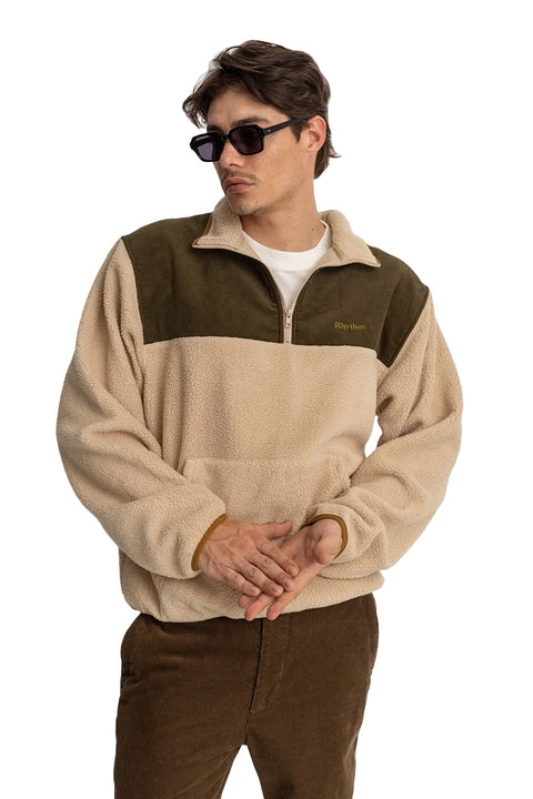 Rhythm Tamas Half Zip Pull Over - Bark- Front view