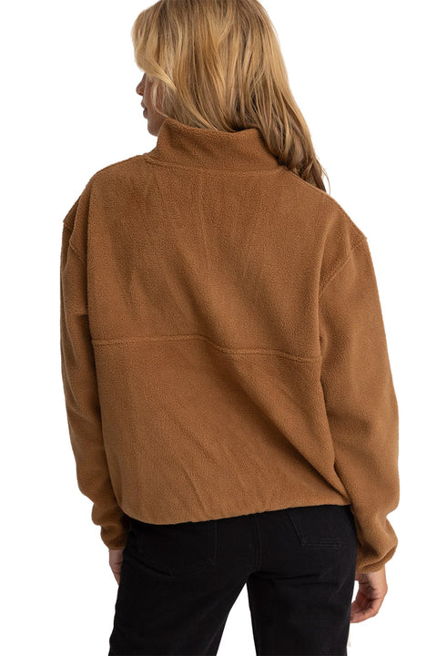 Rhythm Tulua 1/4 Zip Reverse Fleece - Brown- Back view