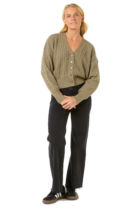 Rip Curl Afterglow Cardi - Olive- Full model view of front
