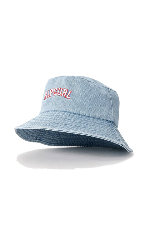 Rip Curl Americana UPF Bucket Hat - Mid Blue- side view with front lifted