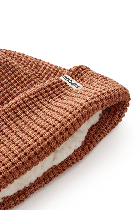 Rip Curl Anoeta Reg Pom Pom Beanie - Light Brown - Closeup