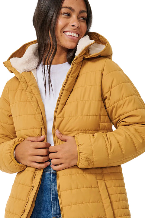 Rip Curl Anti-Series Anoeta Long Line Jacket - Tobacco - Front Closeup