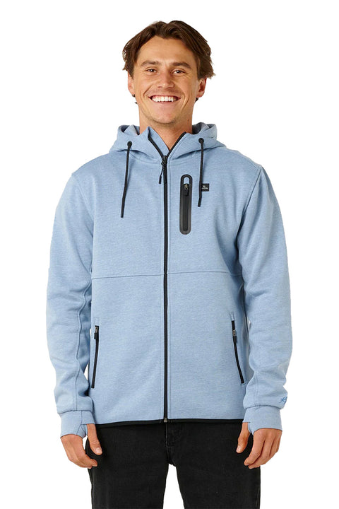 Rip Curl Anti Series Departed Zip Thru - Faded Denim- Front