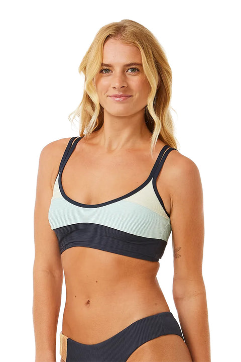 Rip Curl Block Party Spliced Crop Bikini Top - Navy - Side