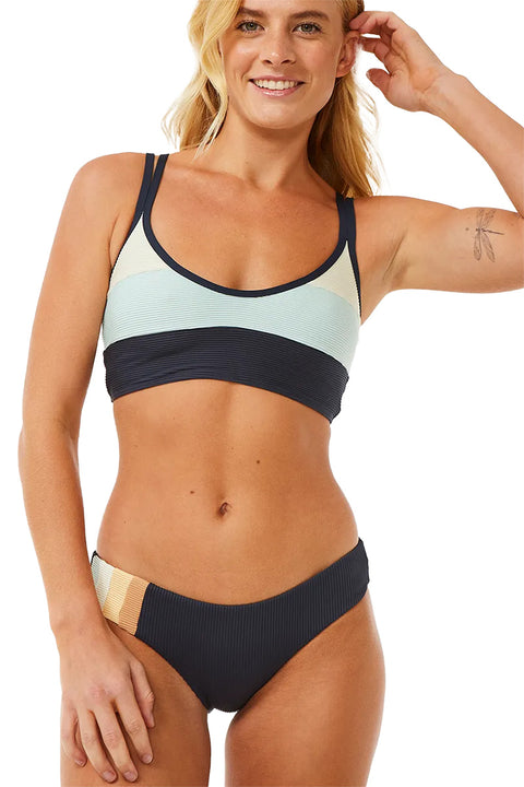 Rip Curl Block Party Spliced Crop Bikini Top - Navy