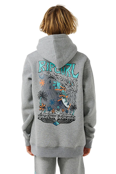Rip Curl Boy's Shred Hoodie - Grey Marle- Back view