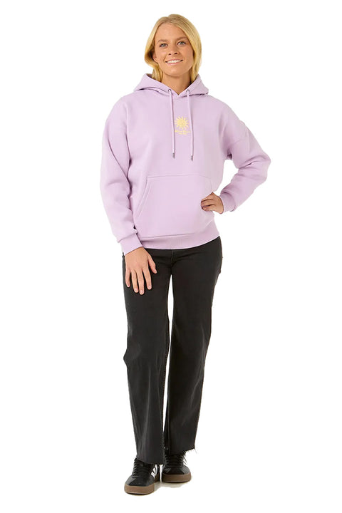 Rip Curl Cala Band Heritage Hoody - Lilac- Front with a full view of the model