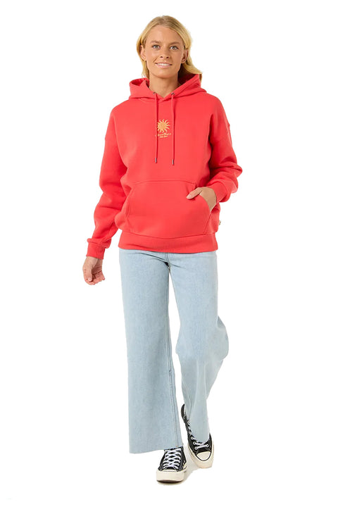 Rip Curl Cala Band Heritage Hoody - Red- Full view of model
