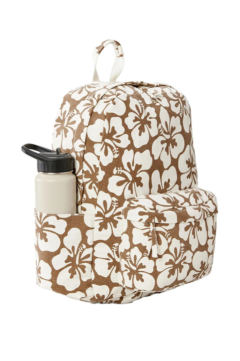 Rip Curl Cavnas 18L Backpack - Brown / Off White- Side view with water bottle in holder