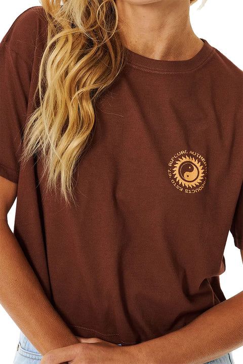 Rip Curl Celestial Sun Heritage Crop - Brown - Closeup