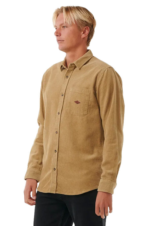 Rip Curl Classic Surf Cord L/S Shirt - Dark Khaki- Side