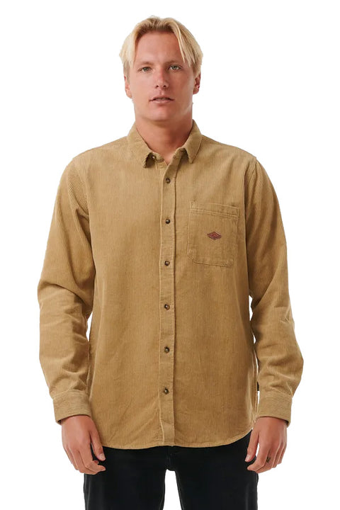 Rip Curl Classic Surf Cord L/S Shirt - Dark Khaki- Front