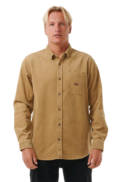 Rip Curl Classic Surf Cord L/S Shirt - Dark Khaki- Front