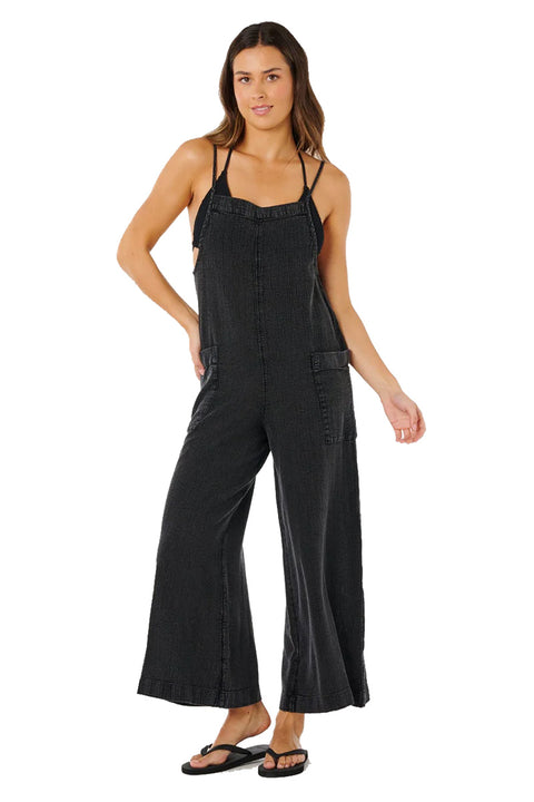 Rip Curl Classic Surf Jumpsuit - Black- Front with leg to the side