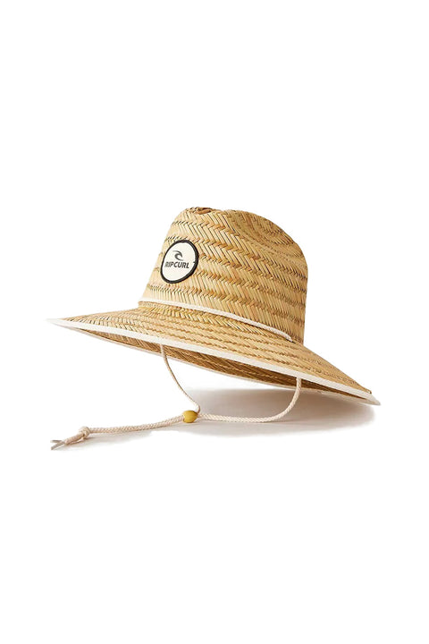 Rip Curl Classic Surf Straw Sun Hat - Natural- Side view with the front up