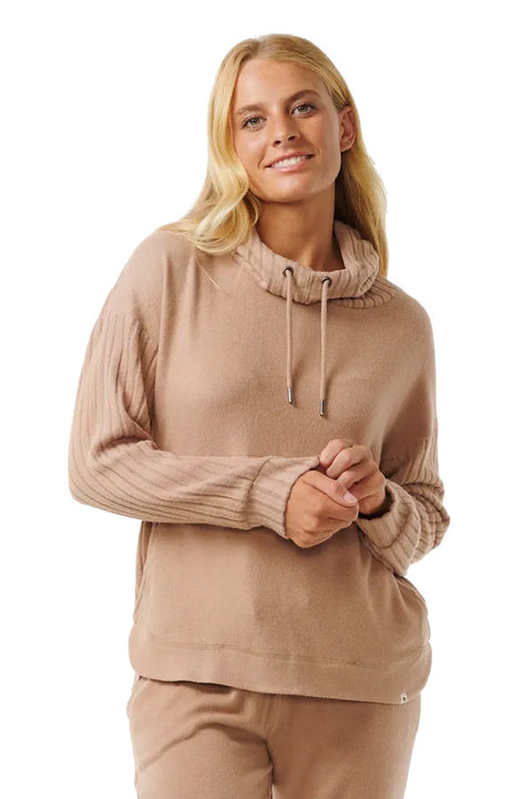 Rip Curl Cosy Hoody - Beige- Close up of front