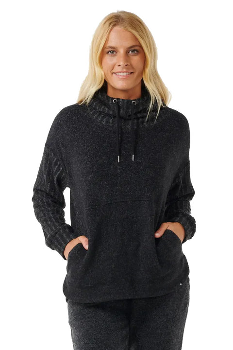Rip Curl Cosy Hoody - Black Marle- Front close up